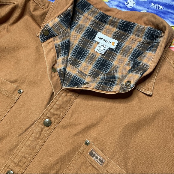 Carhartt Quilt Lined Canvas Button Up Work/Barn Coat Mens - Picture 2 of 4
